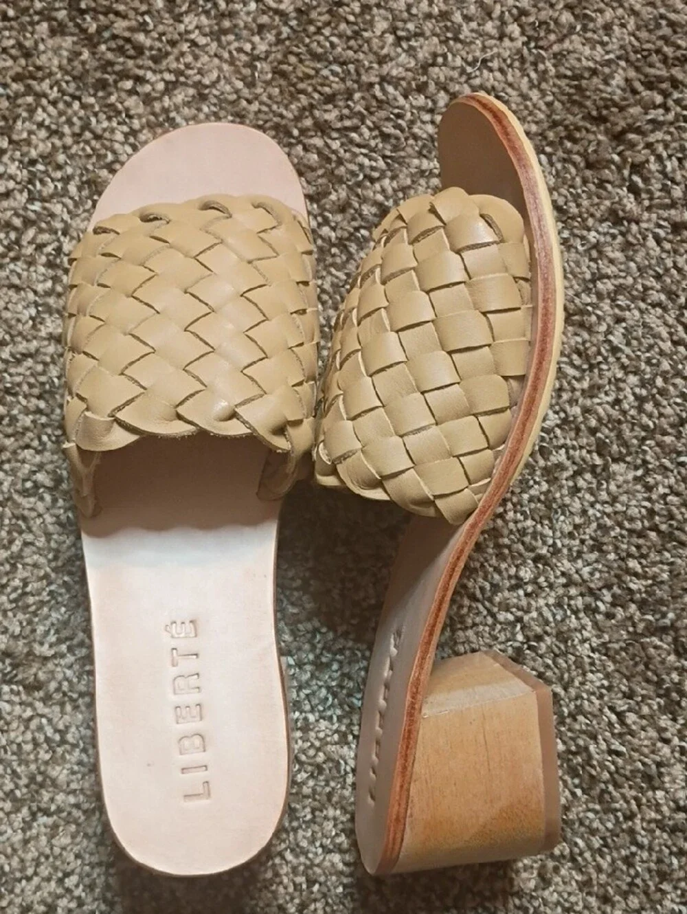 Tan Woven Slide Sandals for Women